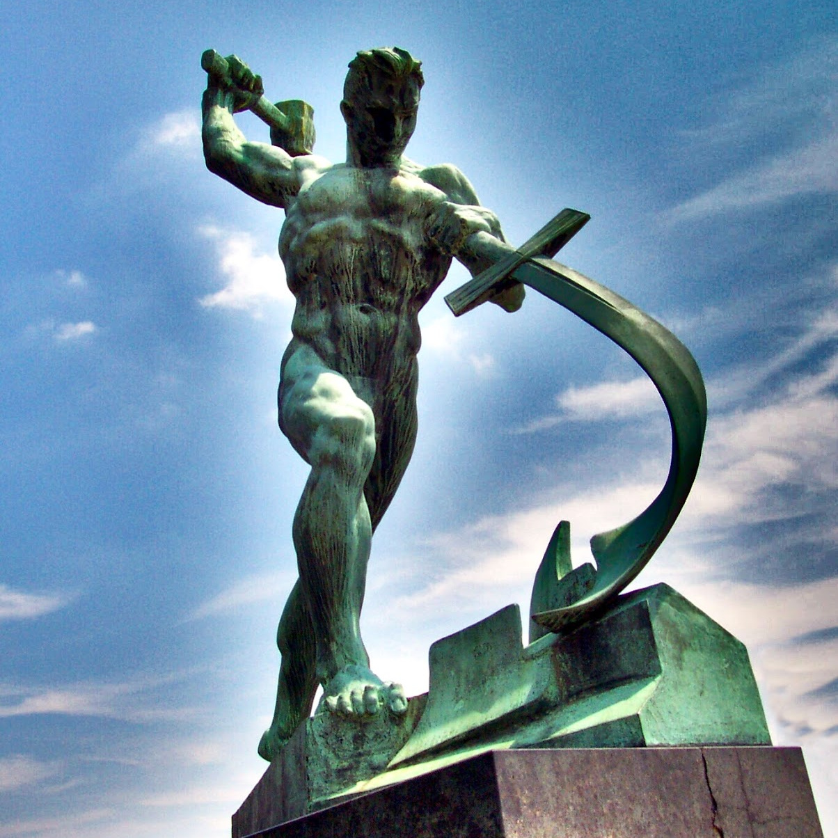Oxidized Bronze Swords to Ploughshares Sculpture | Beating Ploughshares Into Swords | Public Square Magazine | Beat Plowshares into Swords | Ploughshares into Swords