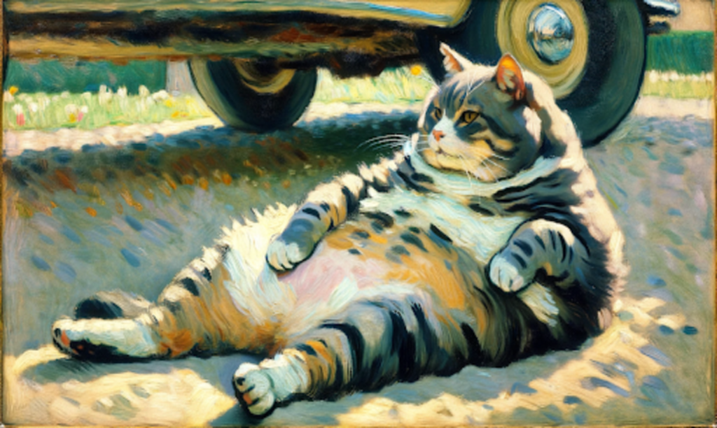 Graphic of a Fat Cat Laying in the Grass | Living In a World of Declawed Souls | Public Square Magazine | How to Avoid Mediocrity | How to Stop Being Mediocre
