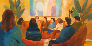 A diverse group of people meeting together symbolizing the strength that can come family support programs.