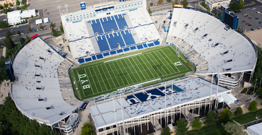 Aerial Shot of Lavell Edwards Stadium | BYU Football News | Sportsmanship of the BYU Football Team
