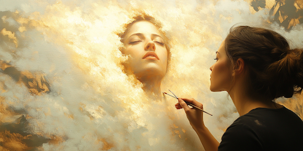 An unfinished painting of Heavenly Mother, symbolizing the tension between revealed truth and human speculation.