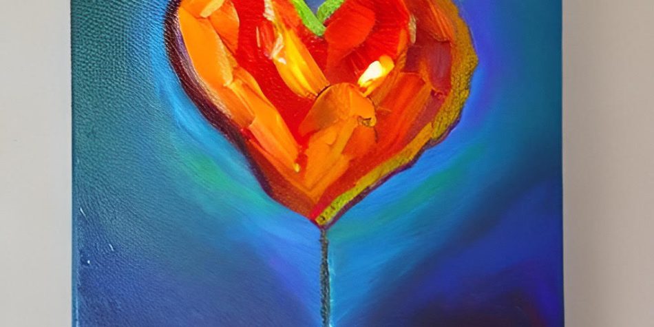 Red & Gold Heart Painting w/ Blue Background | A New Heart I Will Give You | Public Square Magazine | I Will Give You a New Heart New Testament